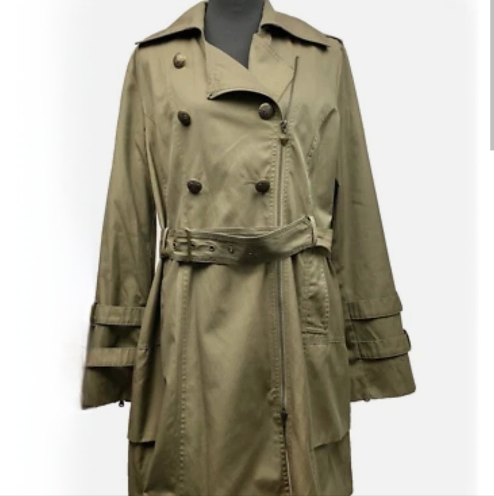 Guess Double-Breasted Full Zip Trench Coat Size Large